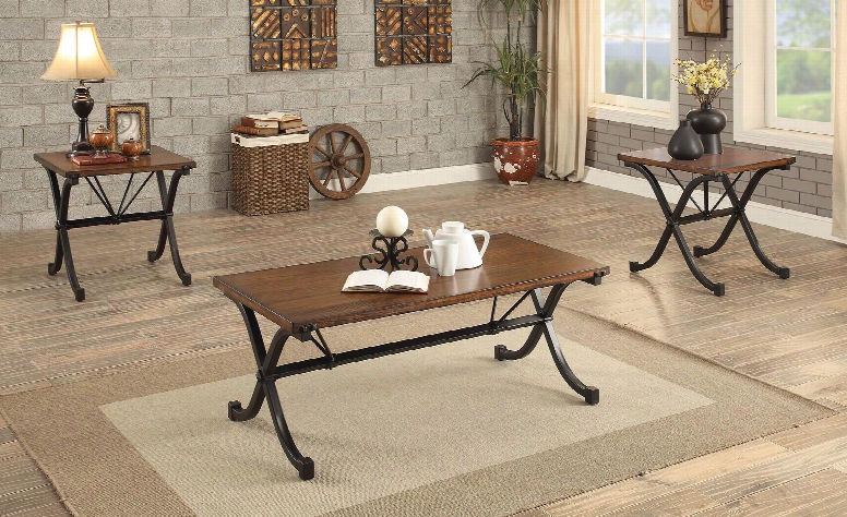 Sabine Collection Cm4322-3pk 3 Pc. Table Set With Coffee Table And 2x End Tables In Dark