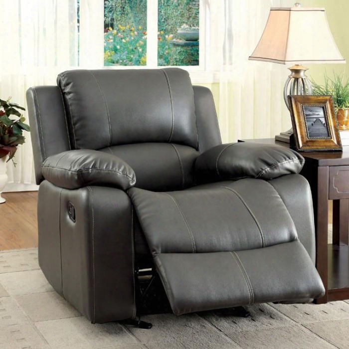 Sarles Collection Cm6326-ch 38" Glider Recliner With Plush Cushions Split Back And Bonded Leather Match In