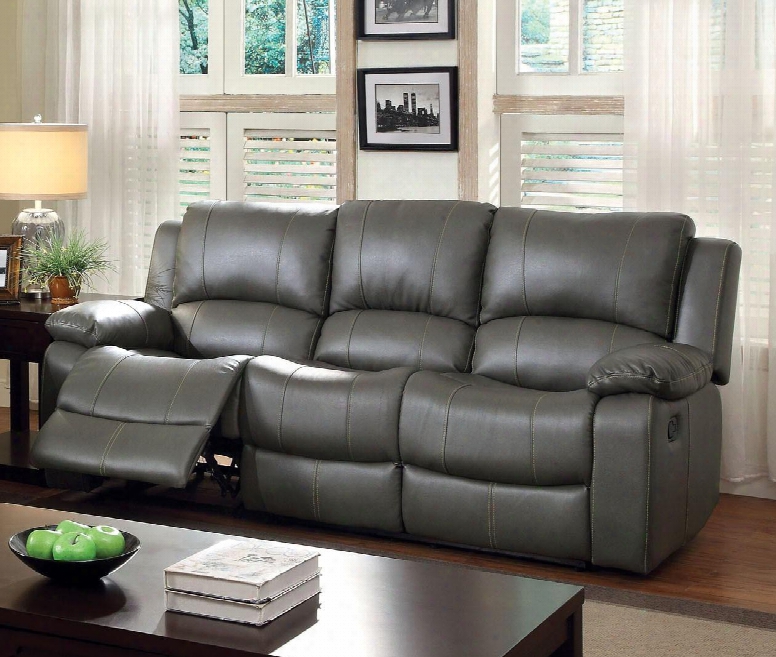 Sarles Collection Cm6326-sf 83" Reclining Sofa With 2 Recliners Plush Cushions Split Back And Bonded Letaher Match In