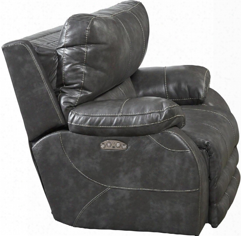 Sheridan Collection 764270-7 1152-78/1252-78 51" Power Lay Flat Recliner With Power Lumbar Headrest Luggage Stitching Control Panel Technology And