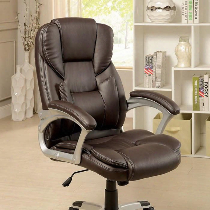 Sibley Cm-fc624 Office Chair With Pneumatic Ht. Adjustable Seat Padded Armrests Padded Leatherette Chair Brown In