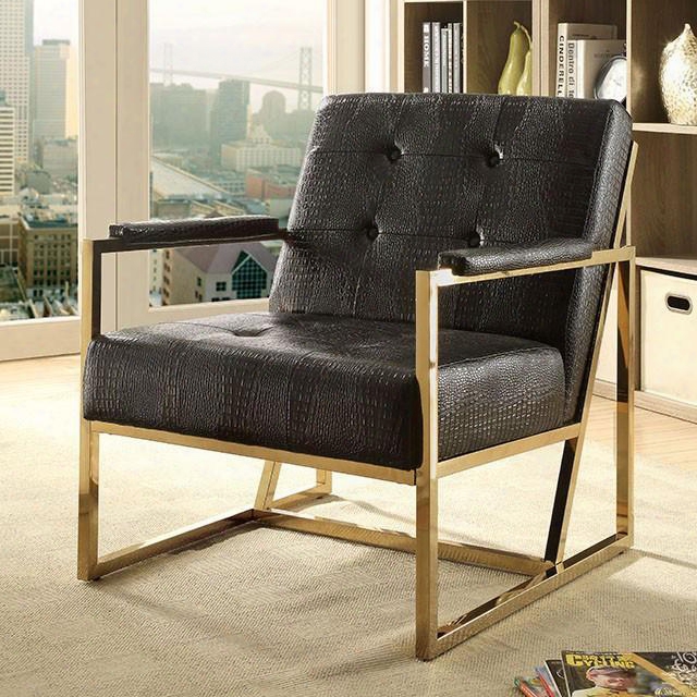 Sienna Cm-ac6262gl-bk Metal Chair With Contemporary Style Button Tufted Padded Arm Rest Crocodile Leatherette In