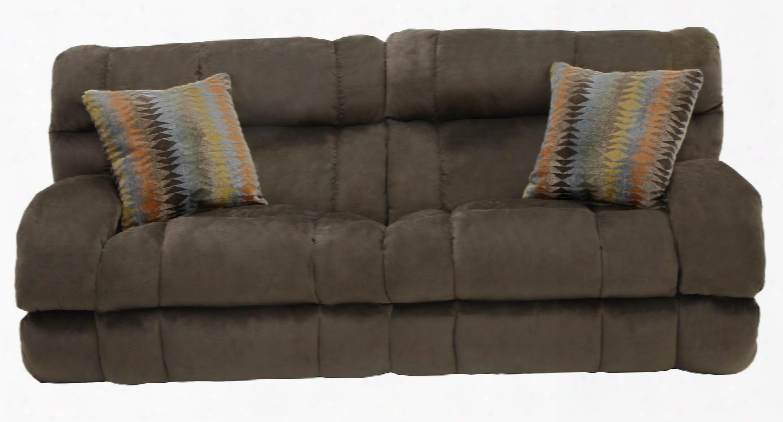 Siesta Collection 61761 2681-09/2751-43 93" Power Lay Flat Reclining Sofa With Lay Flat Reclining Polyester Fabric Upholstery And Track Arms In Chocolate And