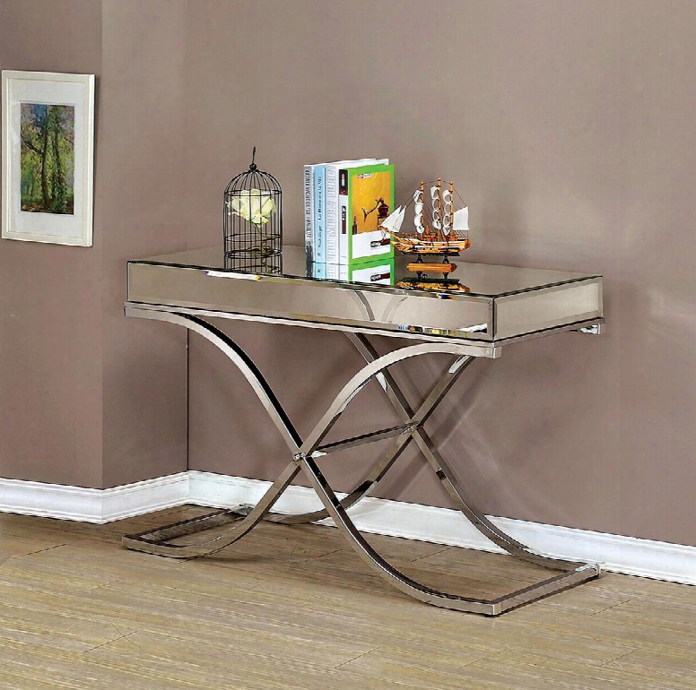 Sundance Collection Cm4230crm-s 48" Sofa Table With Metal Tube Structure Curved X-shape Frame And 5mm Mirror Top In