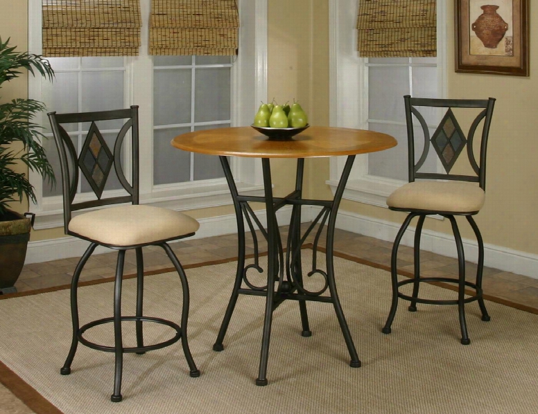 Sunset Dart Collection Cr-y2091-3pc 3 Pc Bar Table Set With Pub Table + 2 Bar