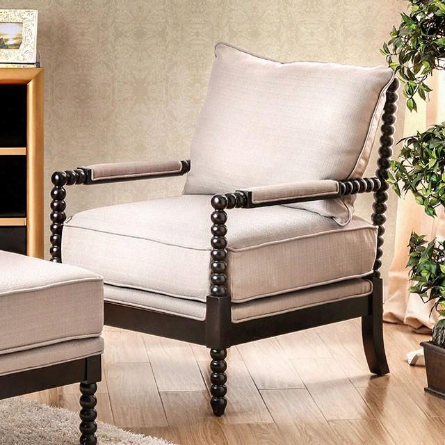 Sybil Cm-ac6140bg Accent Chair With Contemporary Style Padded Armrests Plush Cushions Ottoman Included In