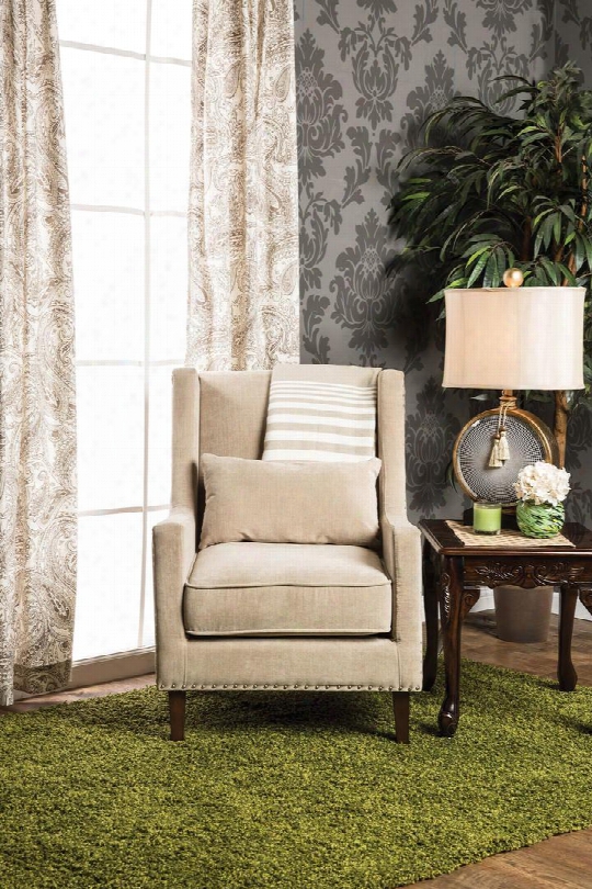 Tomar Cm-ac6115iv Accent Chair With Contemporary Style Wingback Design Nailhead Trim Pillows Included In