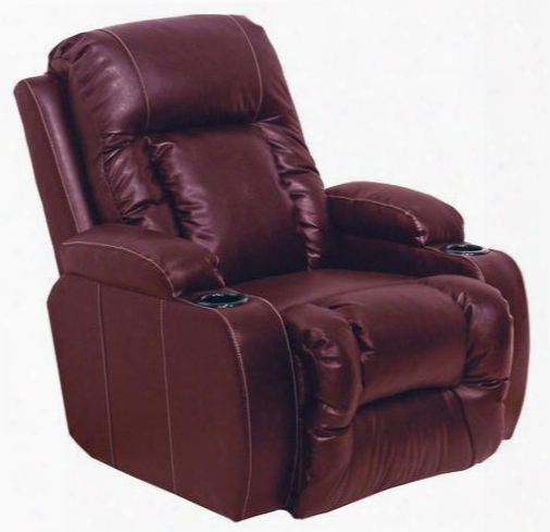 Top Gun Collection 6420 1203-14/3003-14 37" Power Media Chaise "inch-away" Recliner With Cupholders Dra Matic Contrast Stitching Plush Padded Armsand