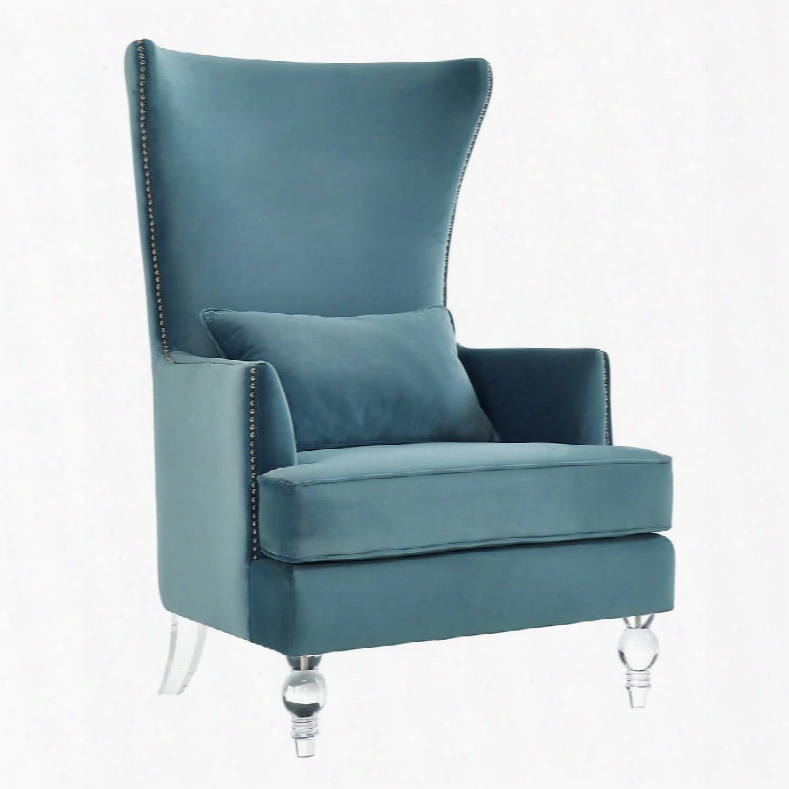 Tov-a139 Bristol Sea Blue Velvet Chair With Lucite