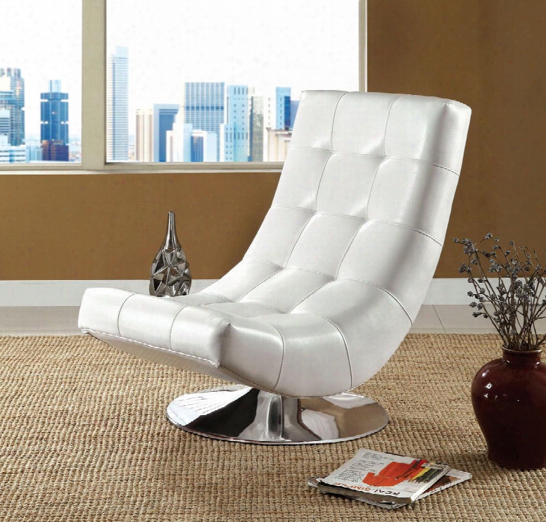 Trinidad Cm-ac6912w Swivel Chair With Contemporary Style Swivel Chair Padded Leatherette Seat Chrome Base In