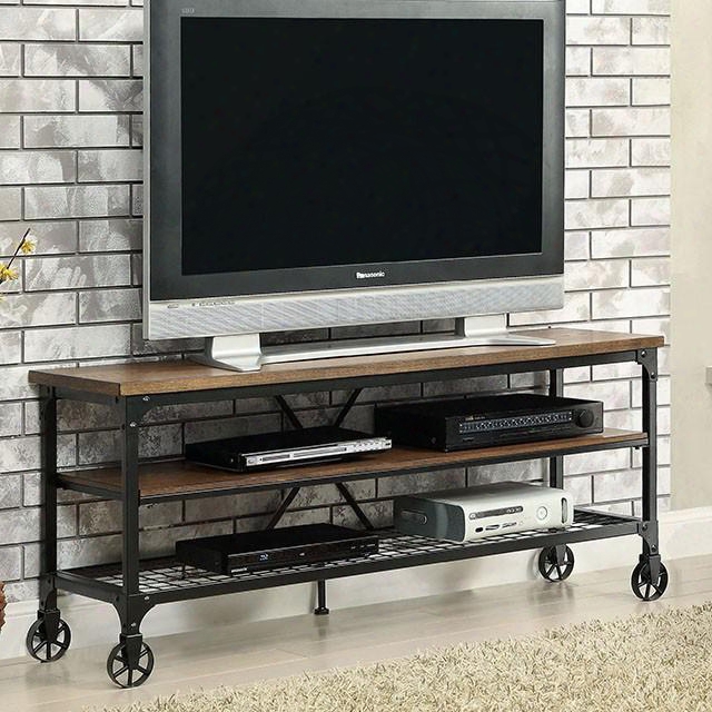 Ventura Ii Cm5278-tv-72 72" Tv Stand With Industrial Style Fits Up To 81 Tv Extra Support Center Leg Caster Wheels In Medium