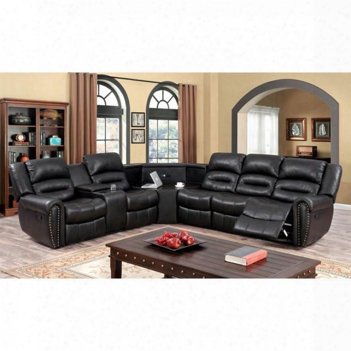 Wales Collection Cm6987-sectional+ch 117" 4-piece Reclining Sectional With Left Arm Facing Console Loveseat Wedge Table Armless Chair And Right Arm Facing