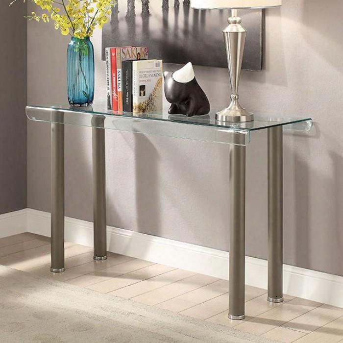 Walkerville Ii Collection Cm4361s 47" Sofa Table With Bold Metal Tube Legs 8mm Clear Tempered Glass Top And Chrome Accents In Powder Coated Champagne