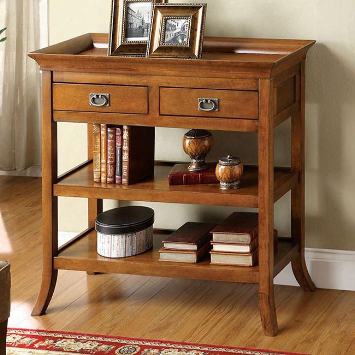 Wickenburg Cm-ac214 Side Table With Tray Style Table Top Solid Wood And Others Drawers And Open Shelves Medium Oak Finish In Medium