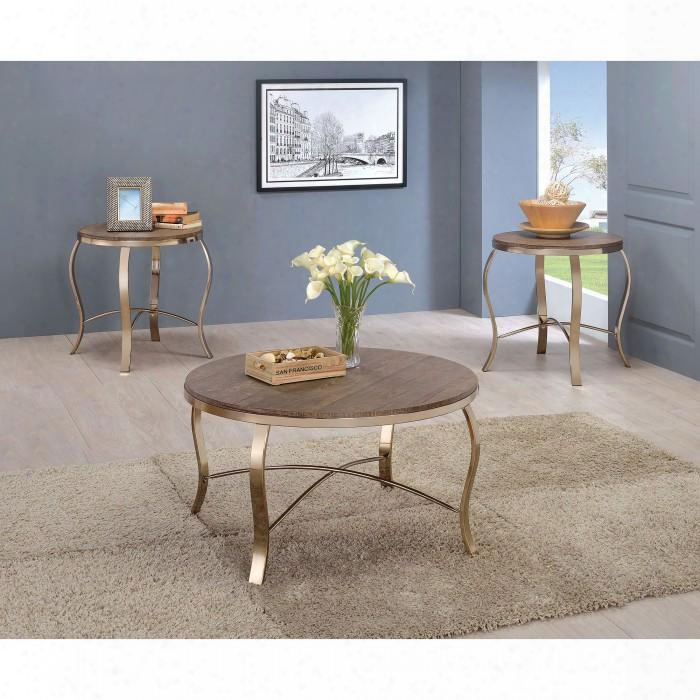 Wicklow Colllection Cm4364-3pk 3-piece Table Set With Coffee Table And 2x End Tables In Rustic Oak And