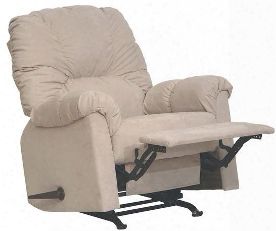 Winner Collection 4234-2 2112-36 34" Rocker Recliner With Plush Padded Back Over Stuffed Arms And Durable Suede Fabric Upholstery In Linen