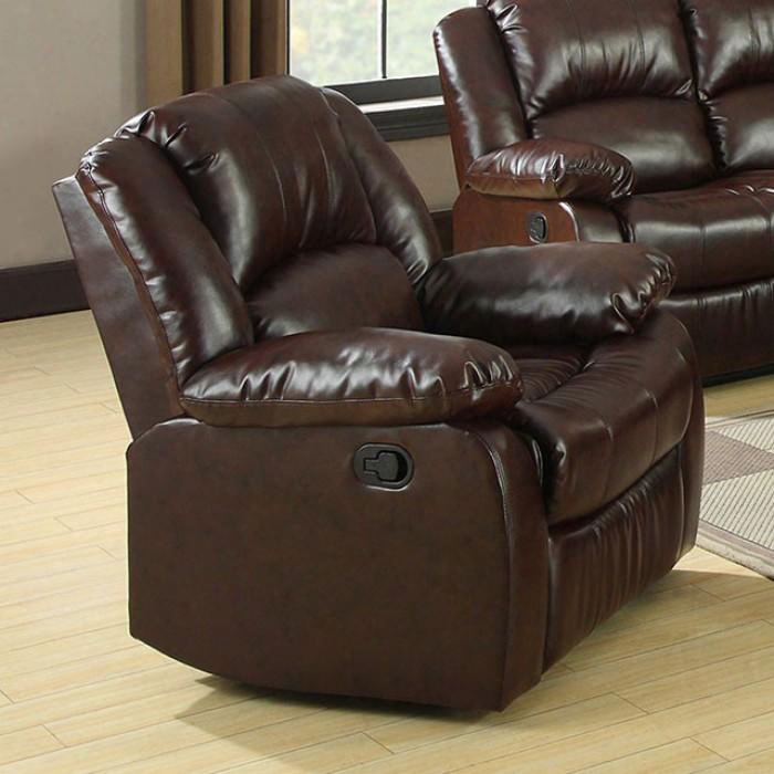 Winslow Cm6556-c Recliner With Transitional Style Recliners Plush Cushions Bonded Leather Match In Dark