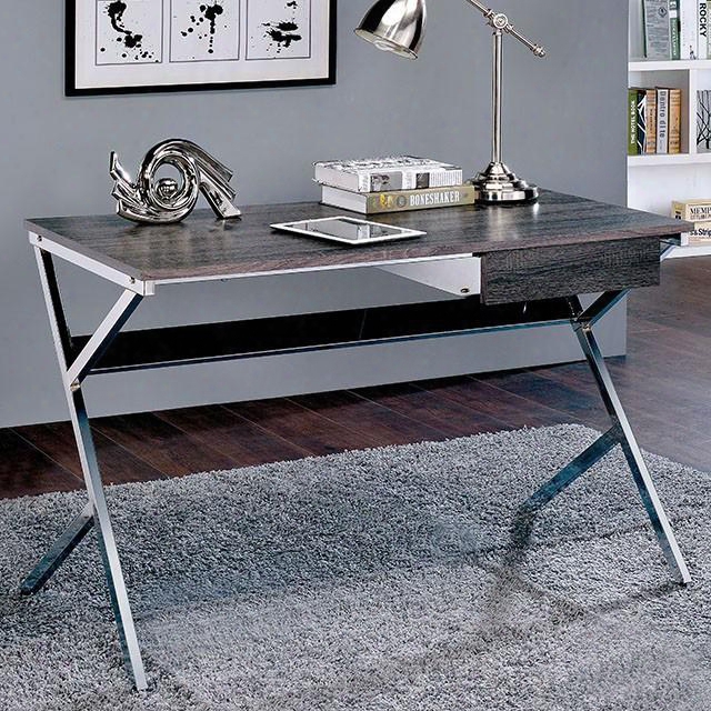 Yildun Cm-dk6091 Computer Desk With Contemporary Style Slim Single Drawer Chrome Legs Metal And Others* In