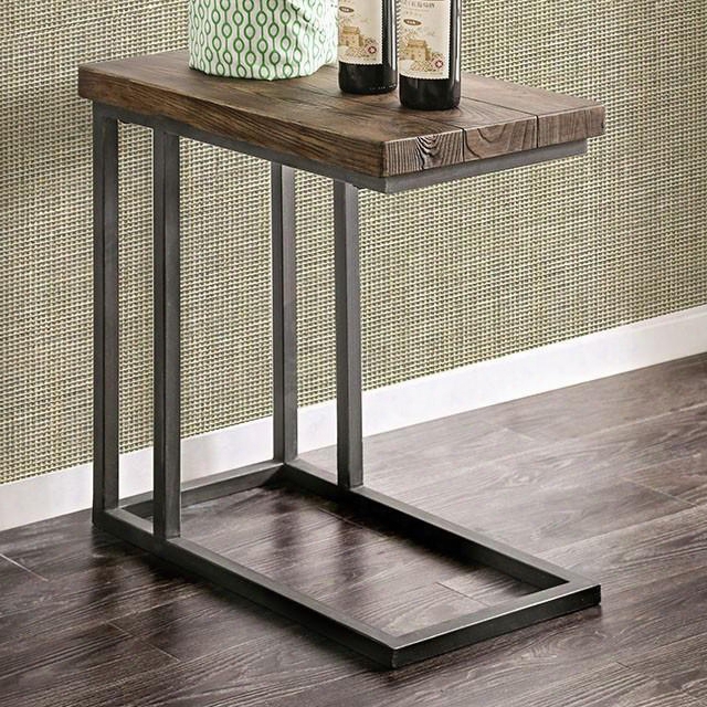 Zula Cm-ac156 Side Table With Industrial Style Magnesium Oxide Top Metal And Others* Dark Oak Finish In Dark