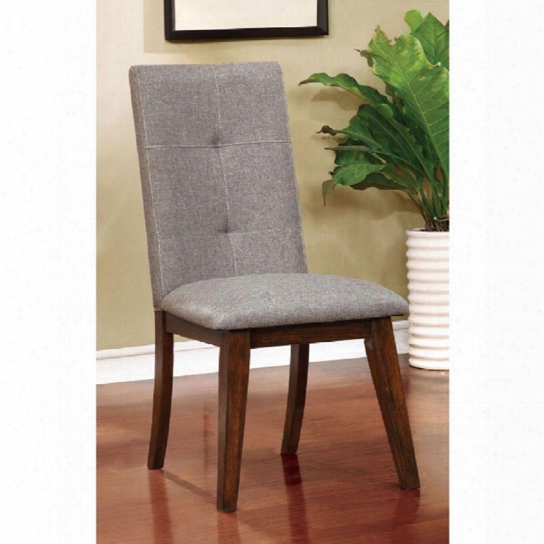 Abelone Assemblage Cm3354sc-2pk Set Of 2 Mid-century Modern Style Side Chair In The Opinion Of Tufted Back And Flared Angular Legs In Walnut