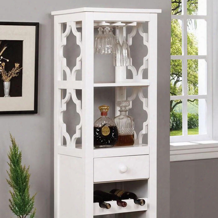 Akaska Cm-ac6842 Wine Cabinet With Transitional Style Holds Up To 12 Wine Bottles Quatrefoil Inspired Design Solid Wood/others In