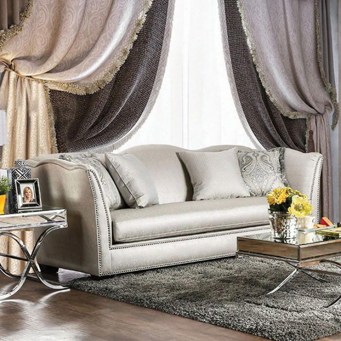 Alessandra Collection Sm2288-sf 99" Sofa With Tuxedo Arms Sily Fabric And Nailhead Trim In