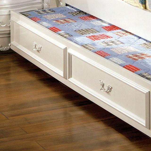 Alexandra Collection Cm7226ctr Trundle With Casters Fairy Tale Style And Solid Wood Construction In Pearl White