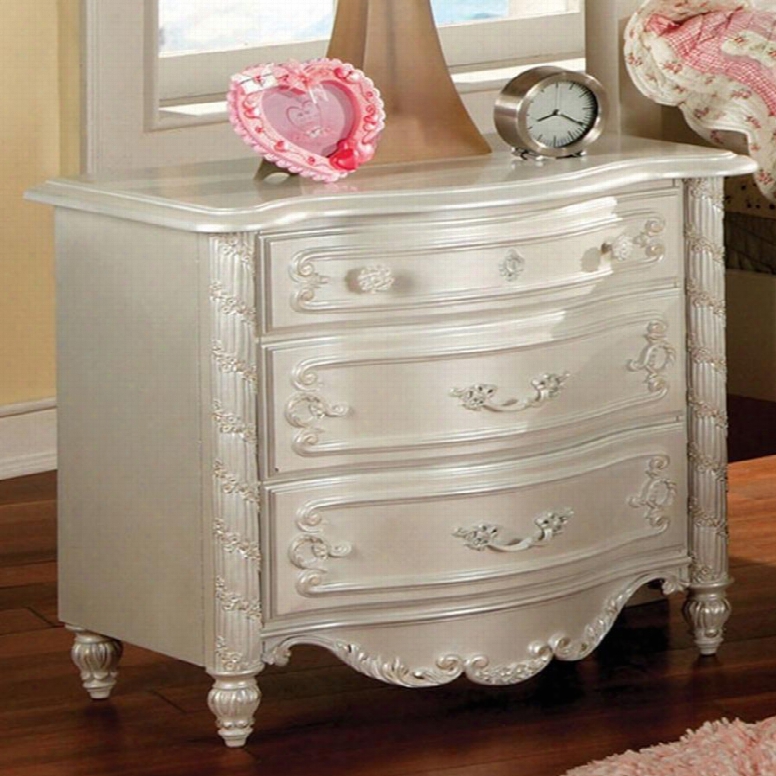 Alexandra Collection Cm7226n 26" Nightstand With 3 French Dovetail Drawers Fairy Tale Style And Solid Wood In Pearl White