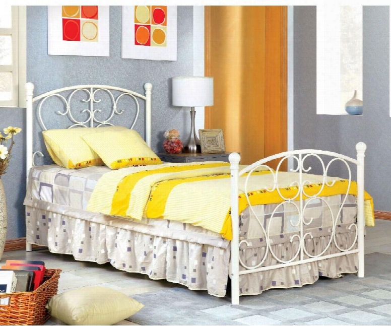 Alice Collection Cm7706wh Twin Size Bed With Scrolling Princess Design And Sturdy Metal Construction In White