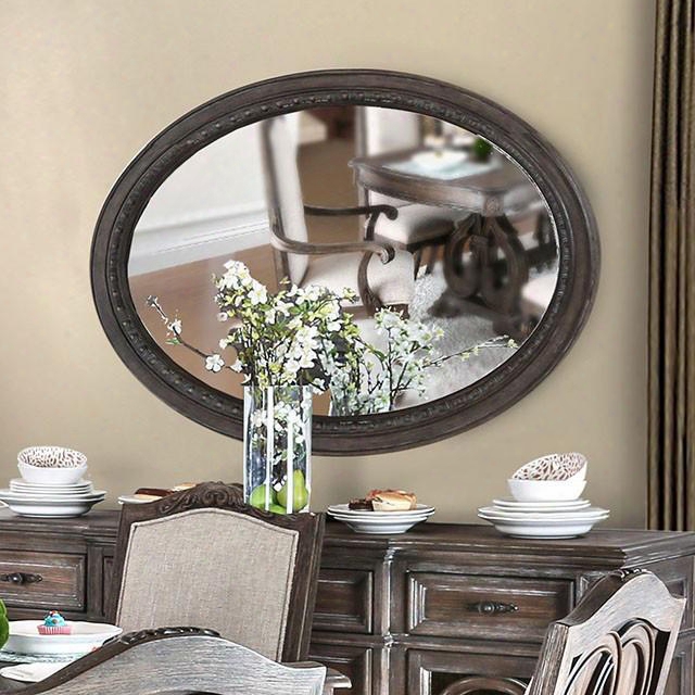 Arcadia Collection Cm3150mo 49" X 37" Oval Mirror With Oval Design Solid Wood And Wood Veneers Frame Construction In Rustic Natural Tone
