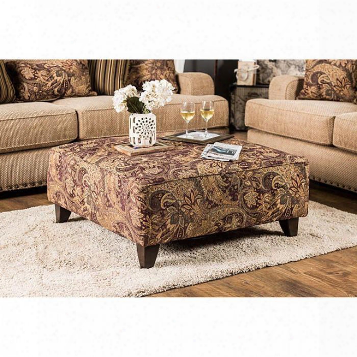 Arklow Collection Sm1241-ot 40" Ottoman With High-density Foam Cushions Floral Pattern Fabric And Tapered Legs In