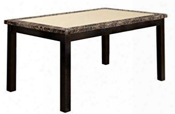 Atlas I Collection Cm3188t-60 60" Dining Room Table With Faux Marble Top Rectangular Shape Solid Wood And Wood Overlay Construction In Black