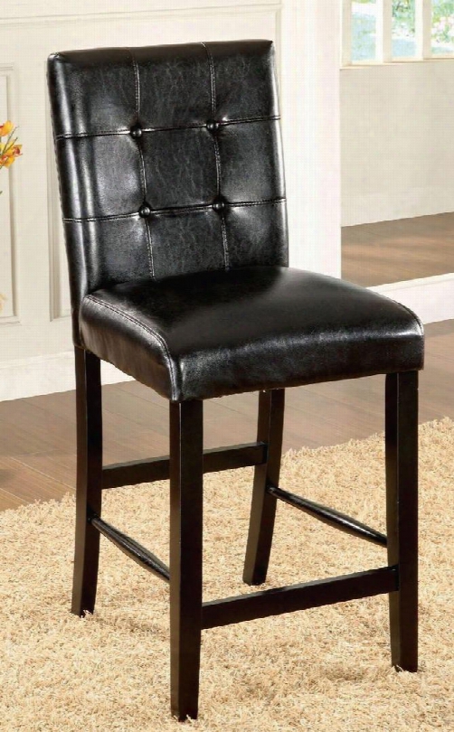 Bahamas Colection Cm3188bk-pc-2pk Set Of 2 Counter Height Chair With Button Tufted Back And Leatherette Upholstery In