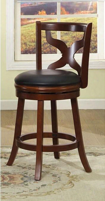 Baltic Cm-br6244-24 24" Swivel Bar Stool With Swivel Bar Discharge  Pierced Splat Back Solid Wood And Others Dark Cherry Finish In Dark