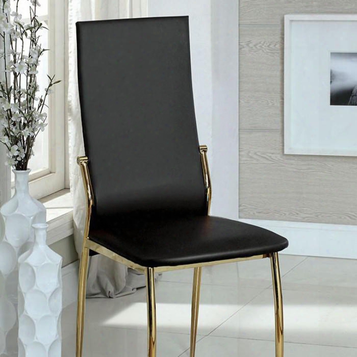 Batesland I Collection Cm8311bk-sc-2pk Set Of 2 Contemporary Style Side Chair With White Leatherette In Black And