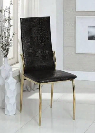 Batesland I Collection Cm8322bk-sc-2pk Set Of 2 Contemporary Style Side Chair With Black Crocodile Leatherette In