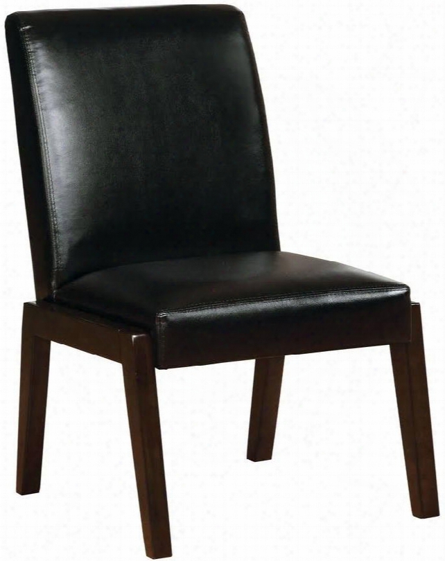 Belinda I Collection Cm3357sc-2pk Set Of 2 Contemporary Style Side Chair With Black Padded Leatherette In Espresso