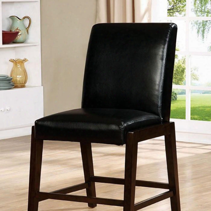 Belinda Ii Collection Cm3357pc-2pk Set Of 2 Counter Height Chair With Contemporary Style Grave Wood/wood Veneer/others Black Padded Leatherette Chairs In