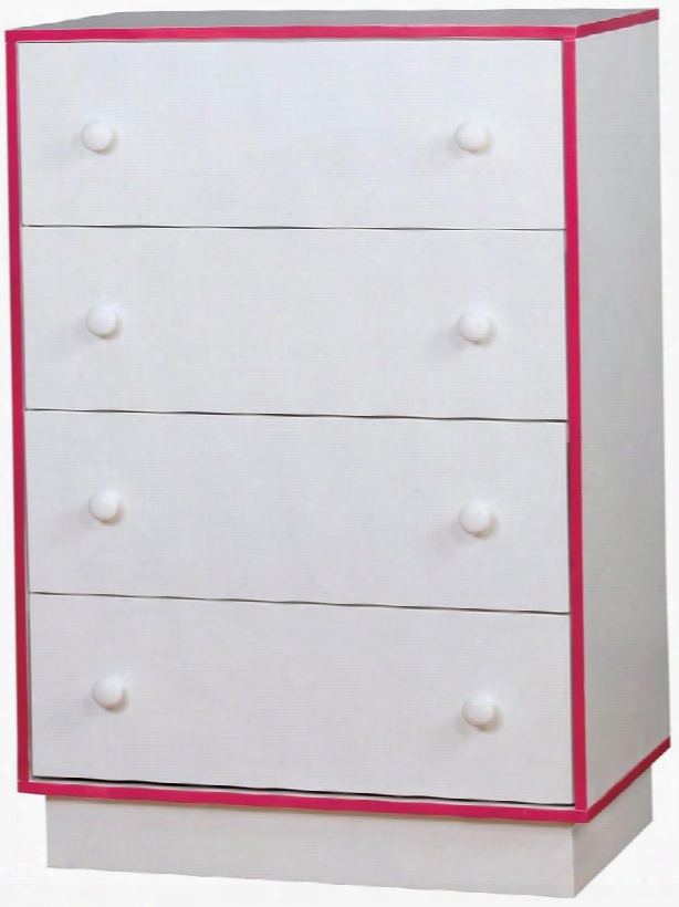 Bobbi Collection Cm7852pk-c 29" Chest With 4 English Dovetail Drawers Pink Trim Simple Pull Hardware Solid Wood And Wood Veneers Construction In Blue And