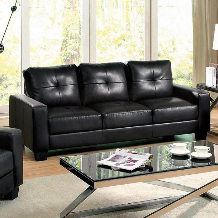 Bonsallo Collection Cm6831-sf 81" Sofa With Tufted Cushions Bonded Leather Match And Track Arms In