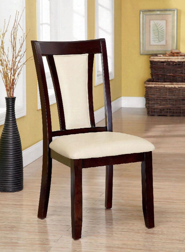 Brent Collection Cm3984sc-2pk Set Of 2 Modern Style Side Chair With Padded Leatherette Seat & Back In Dark Cherry And