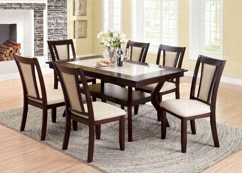 Brent Collection Cm3984t 64" Dining Table With Display Panel Table Base Solid Wood And Wood Veneer Construction In Dark Cherry And Ivory