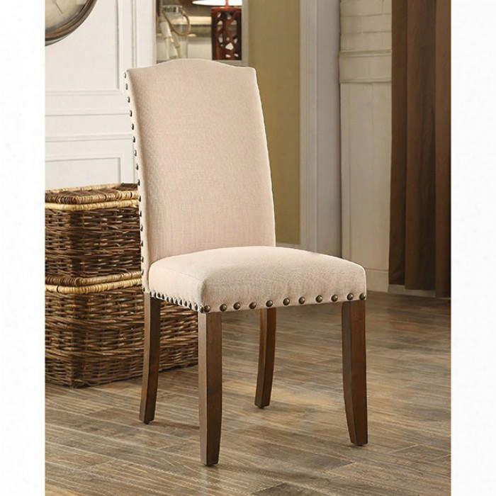 Brentford Collection Cm3538sc-2pk Set Of 2 Transitional Side Chair With Button Tufted Back In Ivory