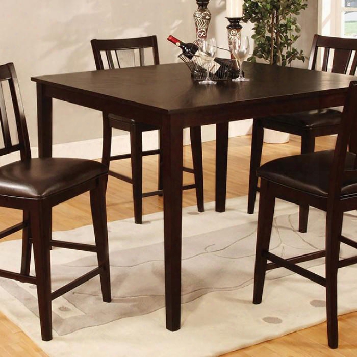 Bridgette Ii Cm3325pt-5pk 5 Pc. Square Counter Ht. Table Set With Transitional Style Leatherette Parson Chair Solid Wood Wood Veneer And Others Espresso