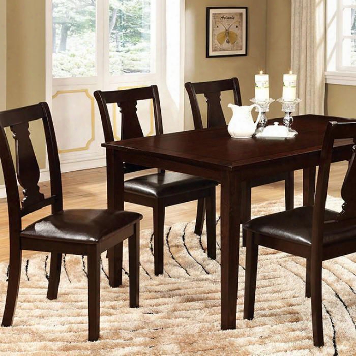 Bridle I Cm3884t-7pk 7 Pc. Dining Table Set With Transitional Style Solid Wood Wood Veneer And Others Padded Leatherette Seat Espresso Finish In