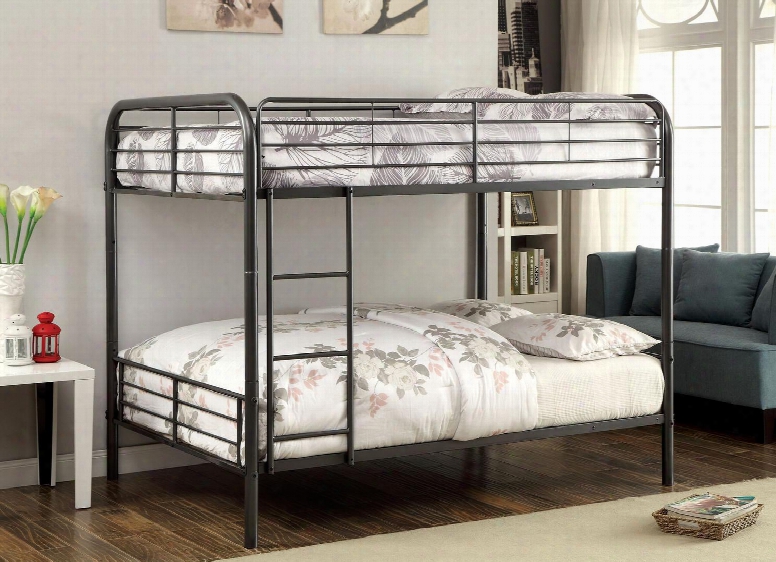 Brocket Collection Cm-bk1035f-gm-bed Full Size Bunk Bed With Upper Safety Rails Detachable Bunk Bed Attahced Ladder And Sturdy Metal Construction In Gun