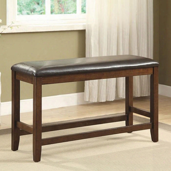 Brockton Ii Cm3355pbn Counter Ht. Bench With Country Style Solid Wood/wood Veneer/others Padded  Leatherette Cushions Solid Wood/wood Veneer/others In Rustic