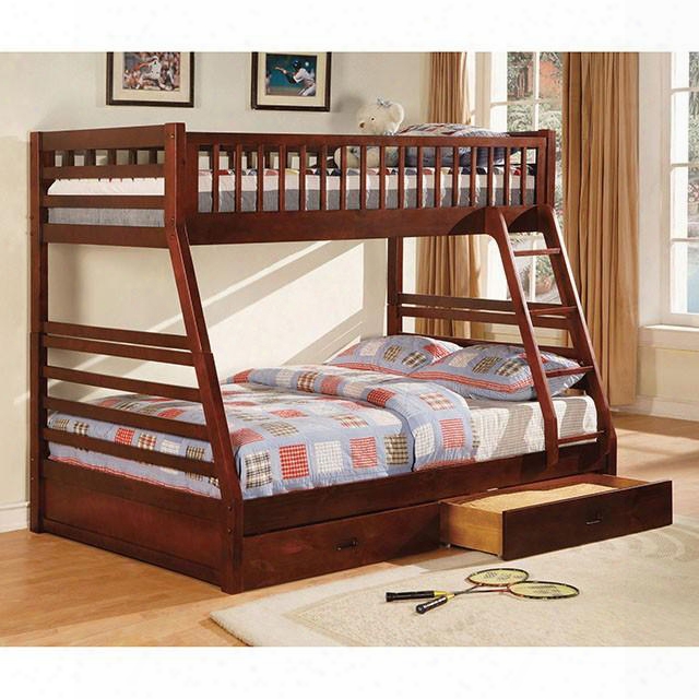 California Ii Collection Cm-bk601ch-1and2 Twin Over Full Size Bunk Bed With 2 Drawers Included 10 Pc Slats Top And Bottom Solid Wood And Wood Veneers