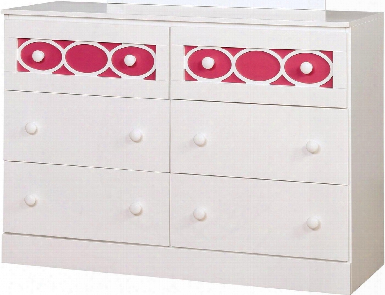 Cammi Collection Cm7853pk-d 48" Dresser With 6 French Dovetail Constructed Drawers Decorative Circular Ring Design Solid Wood And Wood Veneers Construction