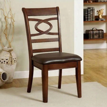 Carlton Collection Cm3149sc-2pk Set Of 2 Side Chair With Leatherette Seat And Uniquely Designed Back In Brown